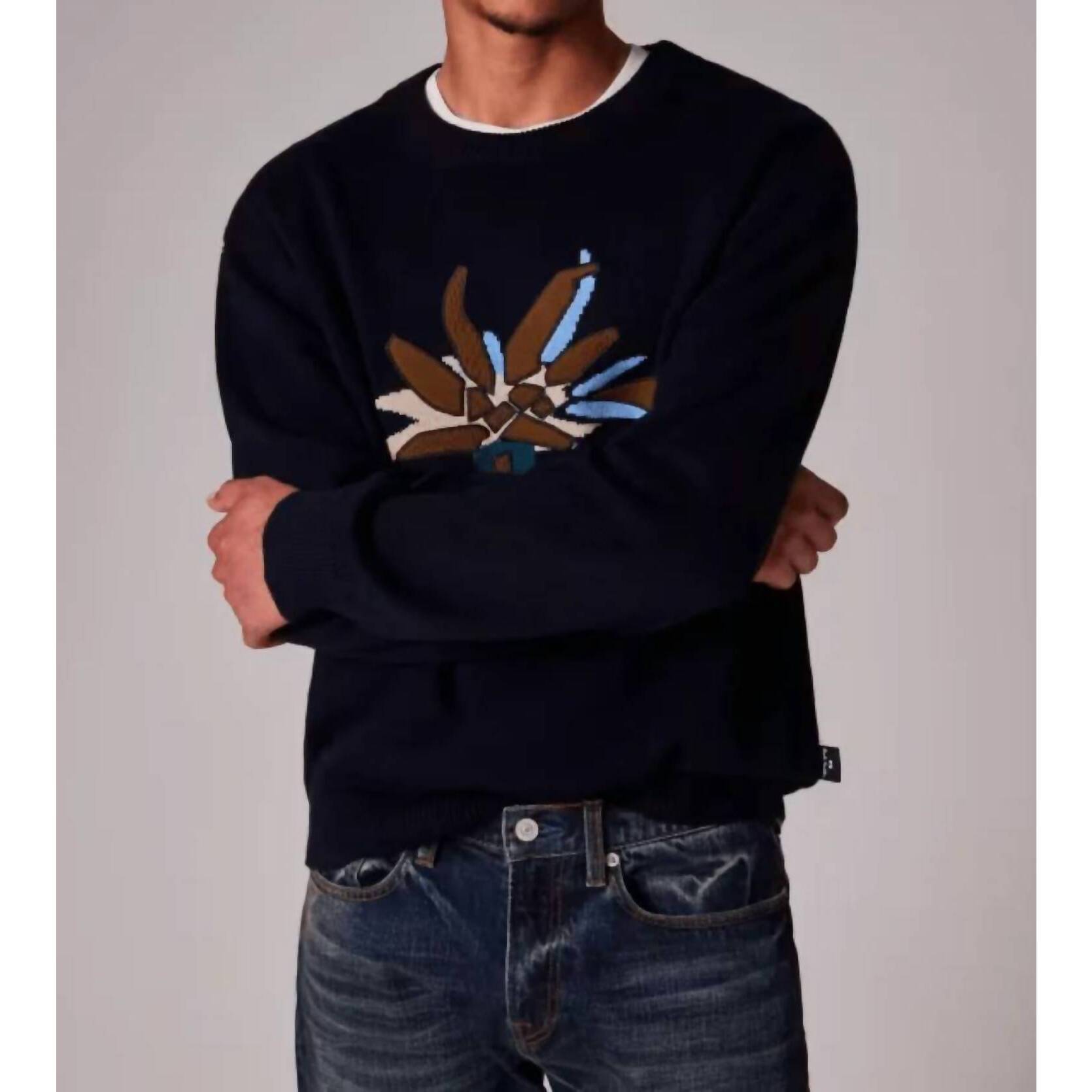 New Paul Smith Edelweiss Applique Sweater In Navy